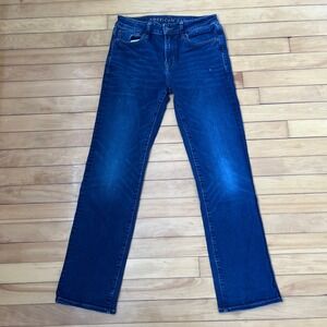 American Eagle Original Bootcut Mens Dark Wash Denim Jeans 30x32 Blue Stretch